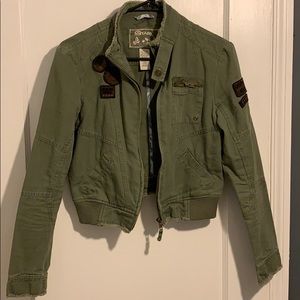 Star Jeans - Cropped Green Jean Jacket